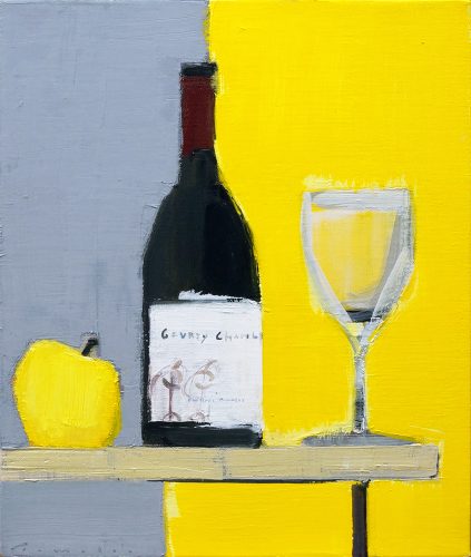 Nature morte Pomme, bouteille, verre 8F